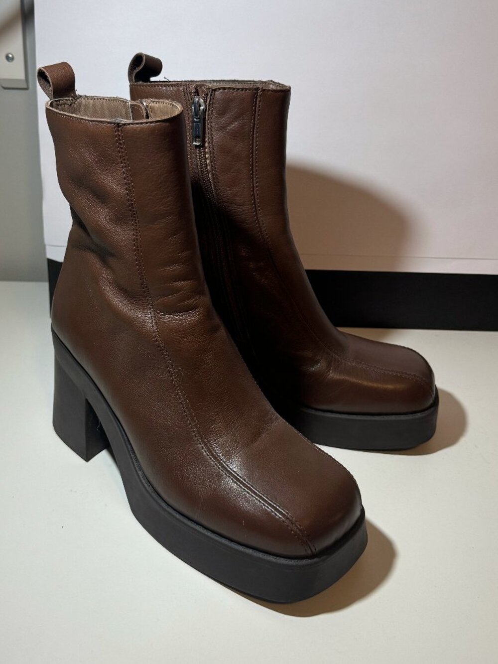 Steve Madden "Hope" Brown Leather Platform boots 9